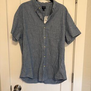 J.Crew Flex Chambray Short Sleeve Button Down Shirt Light Blue Size NWT